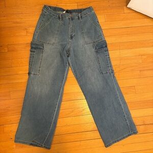 YMI High-Rise Blue Cargo Jeans